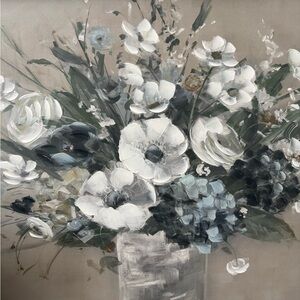 Cottage Farmhouse Floral Canvas Art Blues NEW ITEM LOCAL PICKUP Final Sale